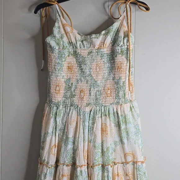 Free People Adriel Tie Strap Tiered Midi Dress Large NWOT - Picture 4 of 16